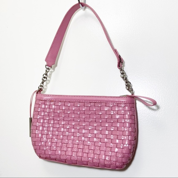 Elliott Lucca Pink Woven Leather Shoulder Purse - Picture 2 of 13